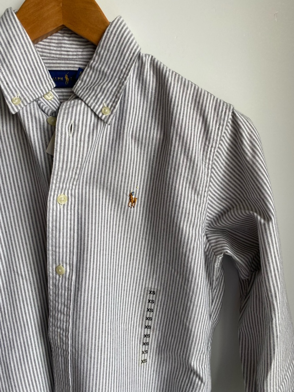 Ralph Lauren Nantucket Stripe Cotton Oxford Button Down Flesh Pony XS